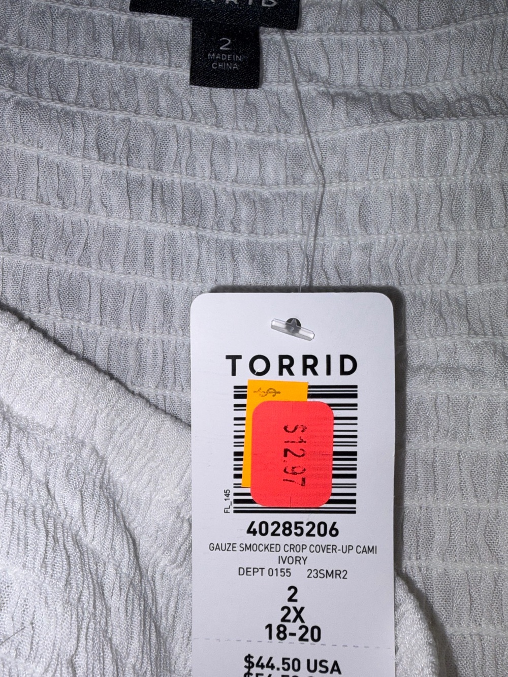 torrid White Smocked Cropped Cami Tank - Picture 2 of 4